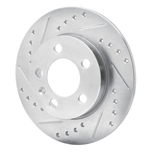 Audi TT Quattro Brake Rotor (1) - Rear Left - R1 Concepts - Drilled & Slotted - Silver - `01-`06